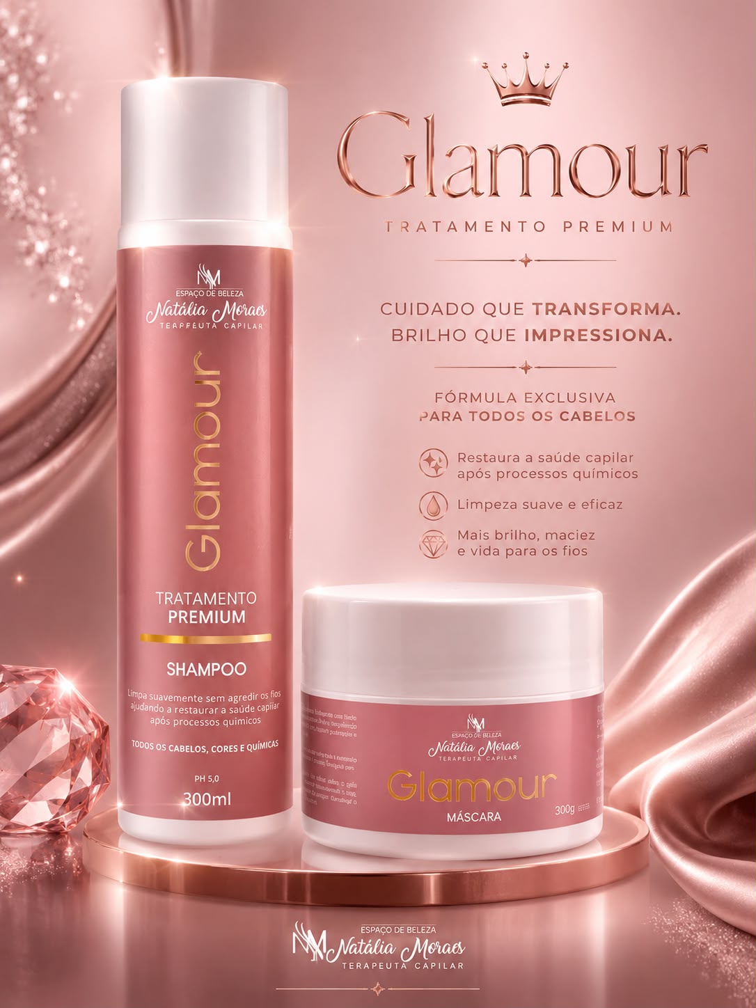 Kit Glamour Tratamento Premium Shampoo e Máscara Natália Moraes